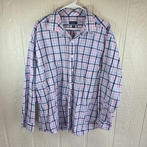 Club Room Men's Casual Plaid Shirt - Blue, Pink, White, XXL